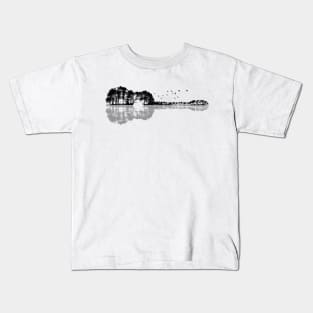 Forest Nature Guitar - Trees and Birds Kids T-Shirt